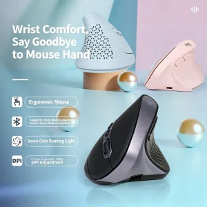 Dual Mode Bluetooth Vertical Mouse 2.4G Wireless Rechargeable RGB Luminous Mute Button Ergonomic Optical Computer USB Mice Gifts